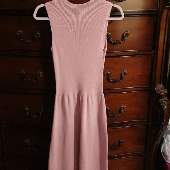 Vtg Baby Pink Knit Midi Tank Dress sz XS/S - Picture 3 of 5